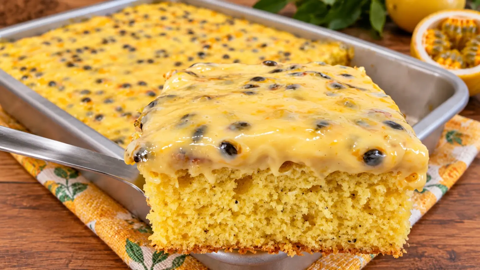 Bolo de Maracujá com Cobertura Cremosa