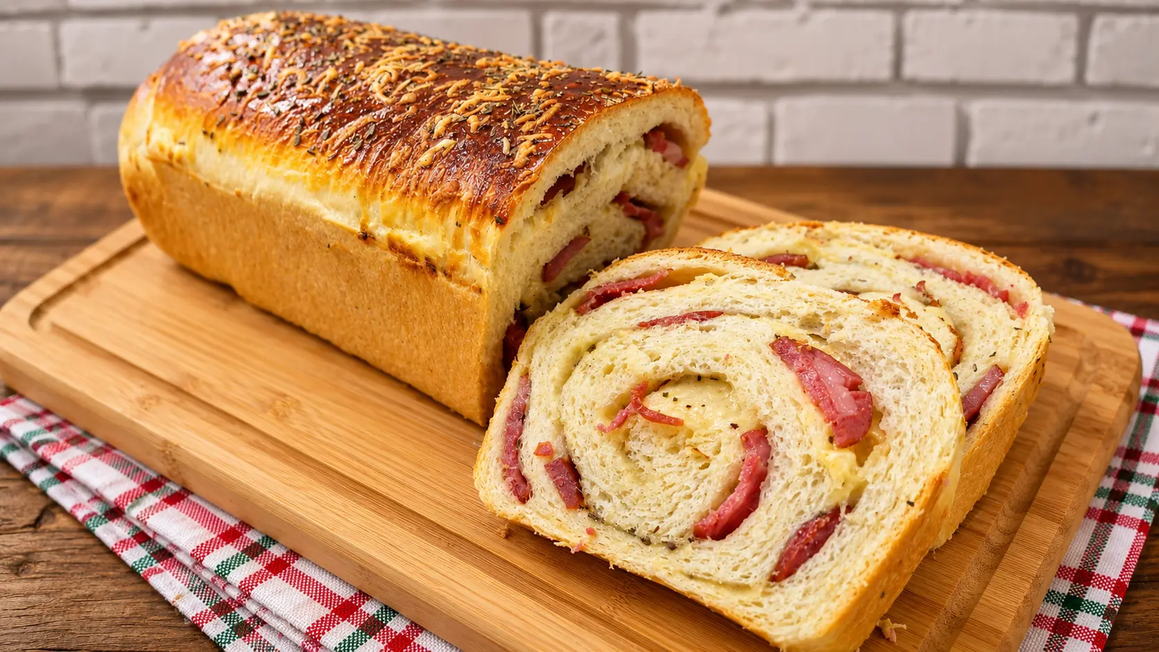 Pão Recheado com Calabresa e Parmesão