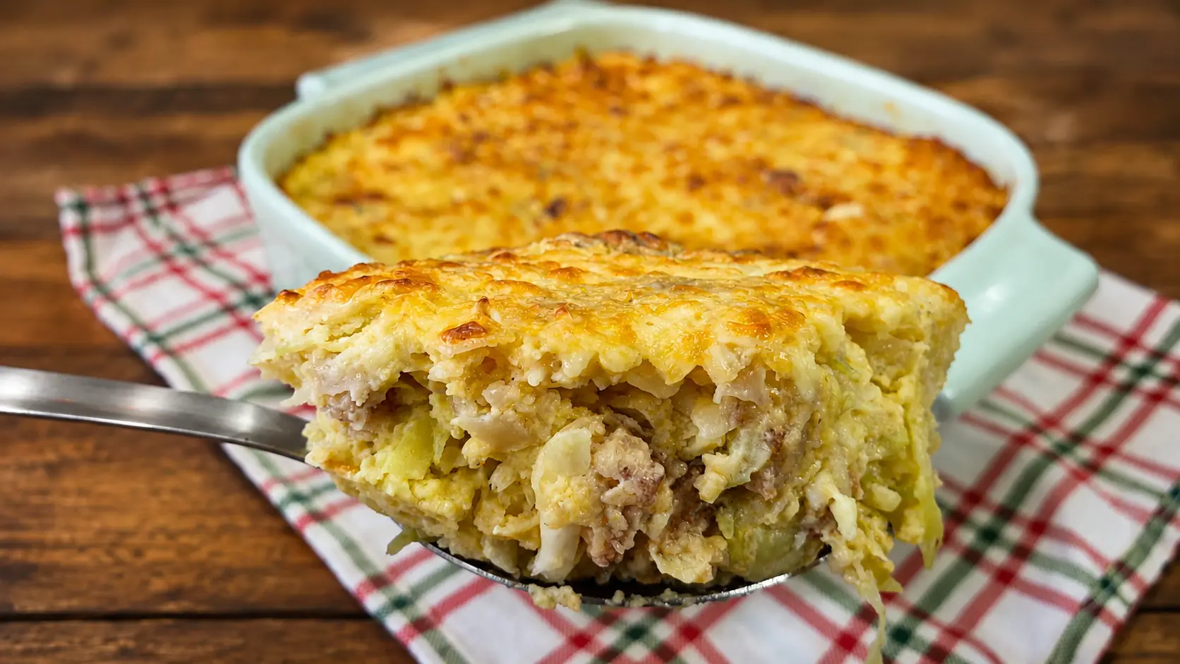 Torta Gratinada de Repolho com Bacon